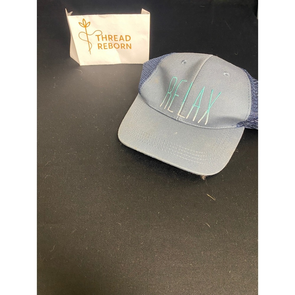 Thread Reborn Blue Relax Embroidered Mesh Trucker Hat Baseball Cap